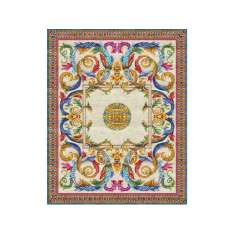 Ręcznie wykonany prostokątny dywanik Tapis Rouge AUBUSSON HERALDY FLORAL GROTESQUE