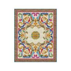 Ręcznie wykonany prostokątny dywanik Tapis Rouge AUBUSSON HERALDY FLORAL GROTESQUE