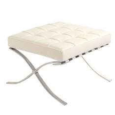 Podnóżek Barcelon Prestige biały - Włoska skóra naturalna | stal polerowana