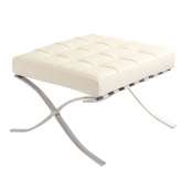 Podnóżek Barcelon Prestige biały - Włoska skóra naturalna | stal polerowana