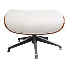 Podnóżek Lounge biały | sklejka różana - skóra naturalna