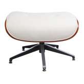 Podnóżek Lounge biały | sklejka różana - skóra naturalna