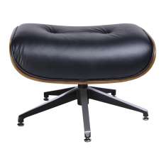 Podnóżek Lounge czarny | sklejka różana - skóra naturalna