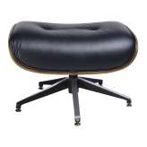 Podnóżek Lounge czarny | sklejka różana - skóra naturalna