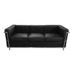Sofa Trzyosobowa Soft Lc2 czarna - Włoska skóra naturalna | metal