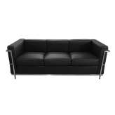 Sofa Trzyosobowa Soft Lc2 czarna - Włoska skóra naturalna | metal
