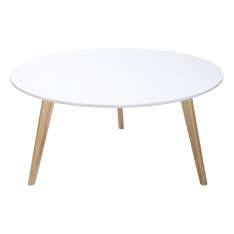 Stolik kawowy Slow biały - MDF nogi dębowe