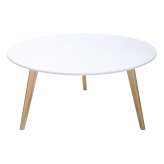 Stolik kawowy Slow biały - MDF nogi dębowe
