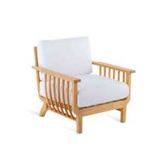 Fotel ogrodowy z drewna tekowego i tkaniny akrylowej Unopiù Chelsea