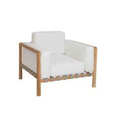 Fotel ogrodowy z drewna tekowego i tkaniny akrylowej Unopiù Pevero