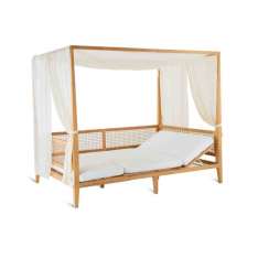 Leżak ogrodowy z drewna tekowego z baldachimem Unopiù Synthesis