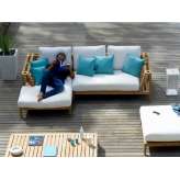 Sofa ogrodowa segmentowa z drewna tekowego i tkaniny akrylowej Unopiù Synthesis