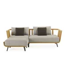 Sofa ogrodowa z drewna tekowego i tkaniny akrylowej Unopiù Welcome