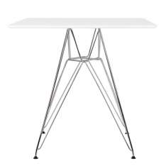 Stół DSR Square 80 x 80 biały - blat MDF podstawa metalowa chromowana
