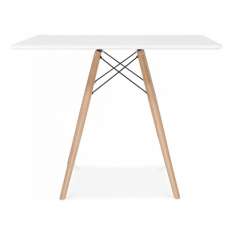 Stół DSW Square 100 x 100 biały - blat MDF podstawa bukowa