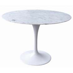Stół Tulip Marble 120 biały - blat okrągły marmurowy | metal