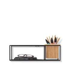 Półka Umbra Cubist Small czarna - metal | drewno