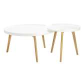 Zestaw stolików Banco białe - MDF nogi dębowe