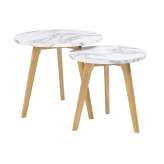 Zestaw stolików kawowych Slow Duo Marble - marmur | nogi Fornir orzech