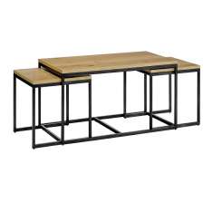 Zestaw stolików Loft Trio dąb - MDF Fornirowany | metal