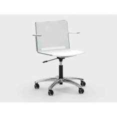 Krzesło biurowe z tworzywa sztucznego z podstawą 5-Spoke z podłokietnikami Viganò Daisy