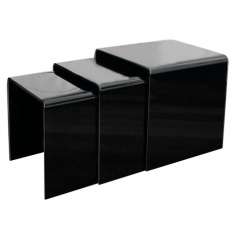 Zestaw stolików szklanych Priam Trio czarny - szkło lakierowane