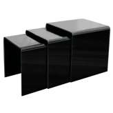 Zestaw stolików szklanych Priam Trio czarny - szkło lakierowane