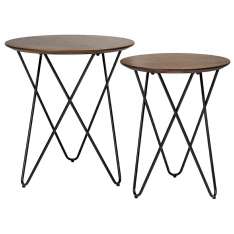 Zestaw stolików Taking dąb - MDF Fornirowany | metal