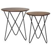 Zestaw stolików Taking dąb - MDF Fornirowany | metal