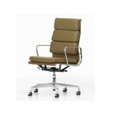 Tapicerowany, skórzany fotel biurowy z podstawą 5-Spoke Vitra SOFT PAD CHAIR EA 219