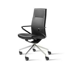 Wiesner-Hager delv conference chair with armrest, padded seat and back, leather