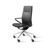 Wiesner-Hager delv conference chair with armrest, padded seat and back, leather