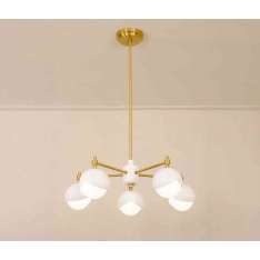 Trella Benedict | 5 Light Chandelier (Eggshell / Satin Brass)