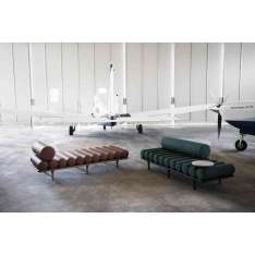 Tacchini Italia Five to Nine Daybed With Backrest And Cement Right Table