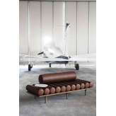 Tacchini Italia Five to Nine Daybed With Backrest And Cement Left Table