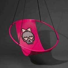 Studio Stirling Embroidery Hanging Chair Swing Seat Pink with SCULL