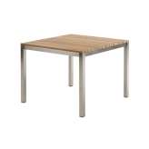 solpuri Classic Stainless Steel Teak Dining Table