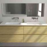 Riluxa SOLID WOOD | Gaia Wood Wall-Mounted Solid Oak Vanity Base - 4 drawer