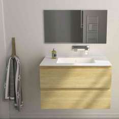 Riluxa SOLID WOOD | Gaia Wood Wall-Mounted Solid Oak Vanity Base - 2 drawers