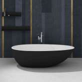 Riluxa SOLID SURFACE | Toulouse Freestanding Solid Surface Bathtub - Black & White - 178cm