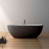 Riluxa SOLID SURFACE | Nimes Freestanding Solid Surface Bathtub - Black & White - 165cm