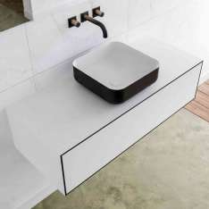 Riluxa SOLID SURFACE | LAGO Single Basin Wall Mounted MDF Vanity Unit - 1 drawer