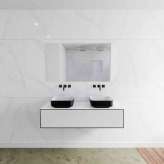 Riluxa SOLID SURFACE | LAGO Double Basin Wall Mounted MDF Vanity Unit - 2 drawers