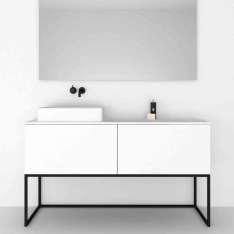 Riluxa MDF | Combi Freestanding MDF Vanity Cabinet - Steel Base - 2 drawers