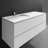 Riluxa MDF + CORIAN® | Sagitta Corian® Basin + Gaia Classic Wall Mounted Vanity Unit - 4 drawers