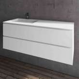 Riluxa MDF + CORIAN® | Sagitta Corian® Basin + Gaia Classic Wall Mounted Vanity Unit - 2 drawers