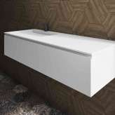 Riluxa MDF + CORIAN® | Sagitta Corian® Basin + Gaia Classic Wall Mounted Vanity Unit - 2 drawers