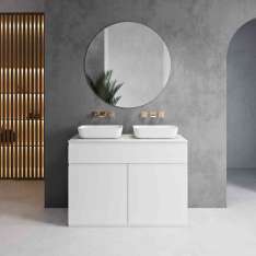 Riluxa MDF + CORIAN® | Corian® Colour Countertop + Double Orion Basin Freestanding Vanity Unit