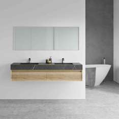 Riluxa MARBLE | Pegasus Grey Ara Marble Wall Mounted Double Washbasin