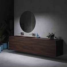 Riluxa CORIAN® COLOUR | Sagitta Double Basin + Gaia Renaissance all Corian® Colour Vanity Unit - 3 drawers